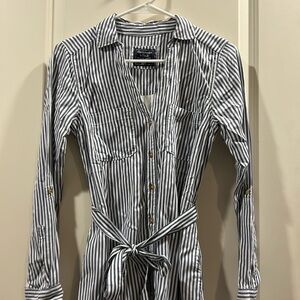 Like New! Abercrombie & Fitch Striped Utility Shirt Dress belt Long Sleeves XS
